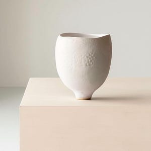 Large Handmade White Ceramic Vase: Matte Glazed Stoneware Centerpiece