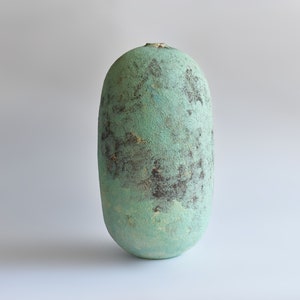 Large mint green vase, distressed ceramic vase, turquoise green vase, modern ceramic vase, minimalist home, unique vase for living room