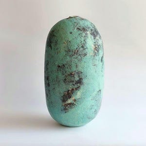 Large Sculptural Ceramic Vase · Turquoise Stoneware Art Object · Minimalist Sculptural Home Accent · Hand-Built Scandinavian Vase