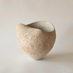 Handmade minimalist ceramic sculpture vase, contemporary wavy vase for modern and boho decor. Vessel to add a natural touch to your decor