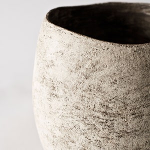Vintage vase with aged look, Modern natural tones vase, White handmade vase for first home gift, Ceramic vessel for confortable decoration image 8