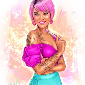 Logotipo de caricatura, logotipo de maquillador, logotipo de artista de belleza, diseño de logotipo de maquillador, diseño de logotipo de artista de cejas, logotipo personalizado para empresas