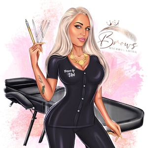 Custom cartoon logo Brow Artist Logo, Microblading Technician, Permanent Makeup Artist Logo, Microblading Artist Logo, tattoo artist logo
