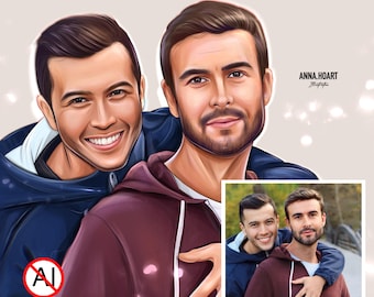 カスタム ゲイ アート、カスタム ゲイ カップルのウェディング ポートレート、同性結婚ポートレート LGBT 結婚ギフト LGBT 婚約ギフト ゲイ プロポーズギフト、NSFW