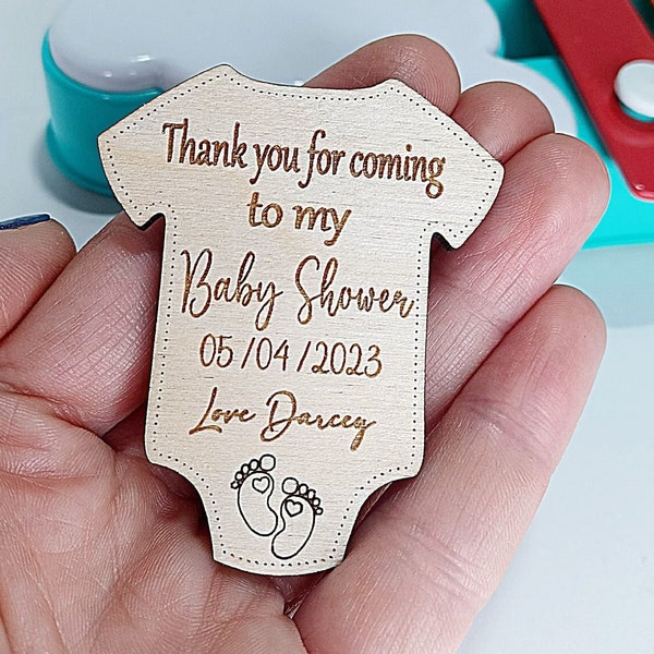 Baby Shower Magnet | Personalised Baby Shower Wooden Magnet | Baby Shower Favors | Baby Shower Thank You Gifts | Body Suit Magnet | Keepsake