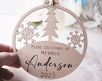 Personalised 1st Married Christmas Bauble | First Christmas Married | First Christmas as Mr & Mrs | Christmas Wedding Gift | Christmas Gift