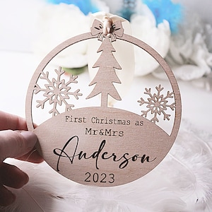 Personalised 1st Married Christmas Bauble | First Christmas Married | First Christmas as Mr & Mrs | Christmas Wedding Gift | Christmas Gift