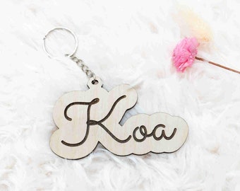 Keychain/Keyring – Personalised Wooden Name Tag – Gifts for Children – Gifts for Her – Gifts for Him – Party Bag Fillers – School Bag Tags