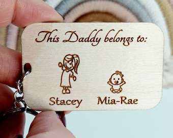 This Daddy Belongs To Keyring | Daddy Grandad Personalised Keychain | Father's Day Gift | Gift For Dad | engraved keychain | Gift From Kids