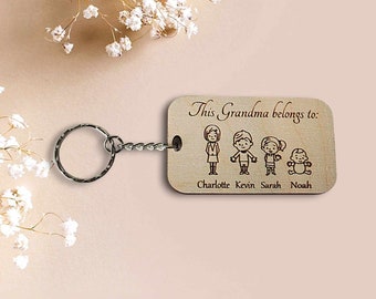 This Grandma Belongs To Keyring | Nanny Personalised Keychain | Mother's Day Gift | Grandma Granny Grandmother Gift | engraved keychain