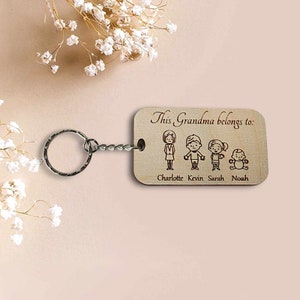 This Grandma Belongs To Keyring | Nanny Personalised Keychain | Mother&#39;s Day Gift | Grandma Granny Grandmother Gift | engraved keychain