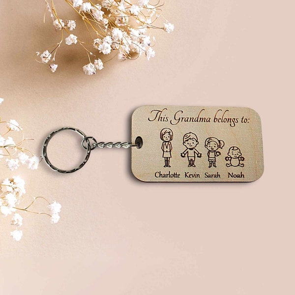 This Grandma Belongs To Keyring | Nanny Personalised Keychain | Mother's Day Gift | Grandma Granny Grandmother Gift | engraved keychain