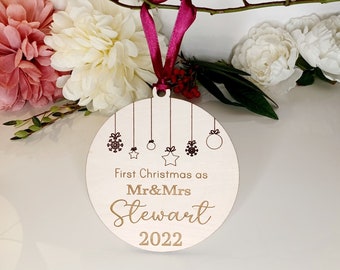 Personalised 1st Married Christmas Bauble | First Christmas Married | First Christmas as Mr & Mrs | Christmas Wedding Gift | Christmas Gift