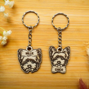 Personalized Yorkie Dog Keychain – Custom Engraved Yorkshire Terrier Keyring, Pet Memorial Gift, Pet Loss Charm, Dog Lover Accessories