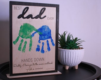 Father's Day Gift | Hands Down Best Dad Ever | Hands Down Best Mum Ever | Gift For Mum | DIY Gift From Kids | Baby Handprint | Gift For Dad