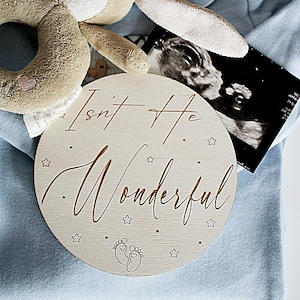 Baby Announcement Plaque| Isn&#39;t She Lovely | Isn&#39;t He Wonderful | Newborn sign | Baby Arrival Sign | He&#39;s Here | She&#39;s Here | Baby Shower |