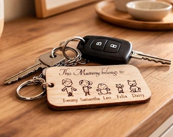 This Mummy Belongs To Keyring | Mommy Personalised Keychain | Mother's Day Gift | Gift For Mom | engraved keychain | Gift From Kids |