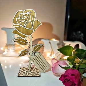 Personalised Rose, Everlasting Flower, Wooden Rose Gift, Valentine&#39;s, Engagement, Weeding, Anniversary Gift, Mother&#39;s Day Gift, Romantic