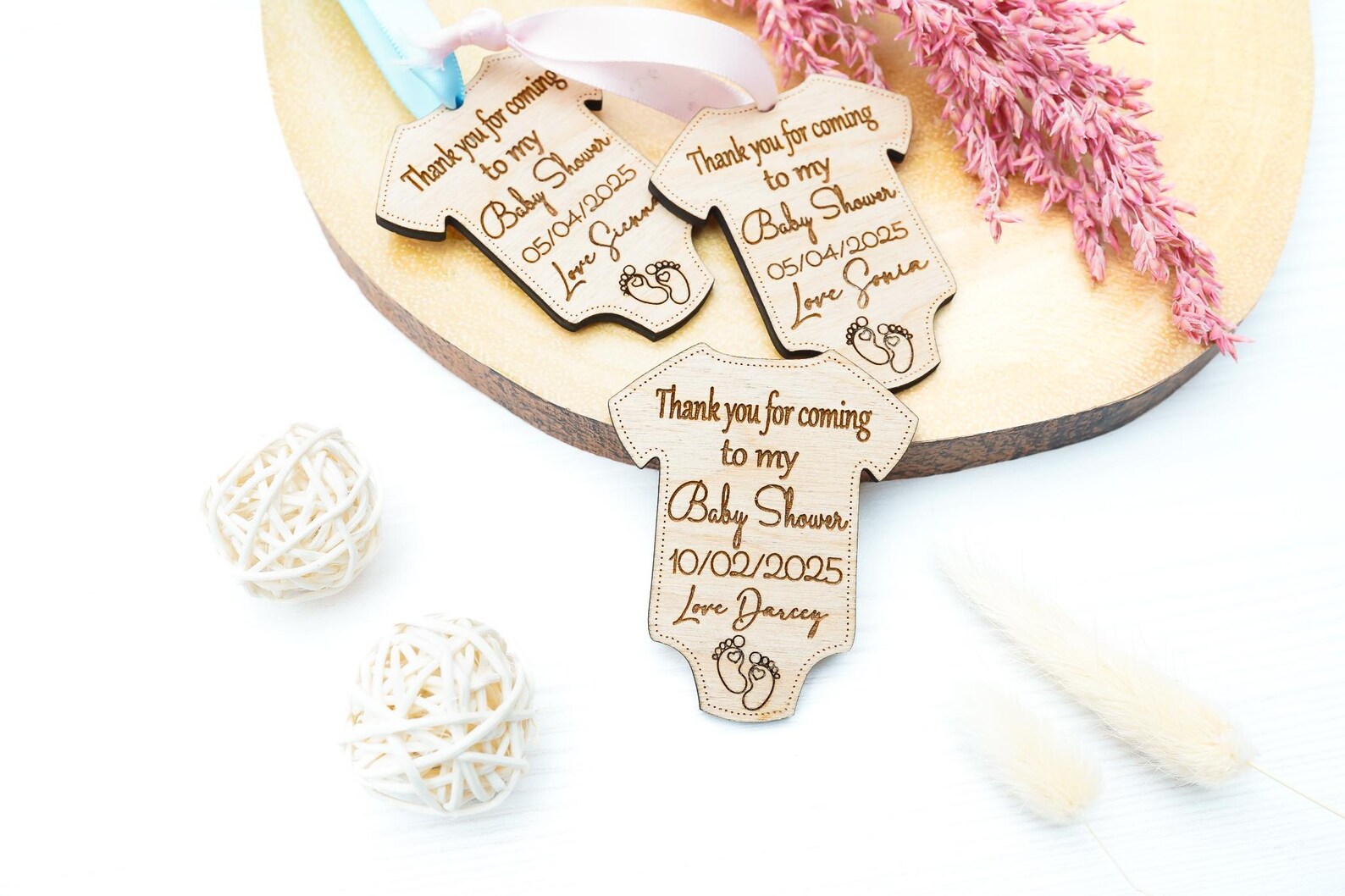 Personalised Baby Shower Favors - Engraved Wooden Bodysuit Magnet or ...