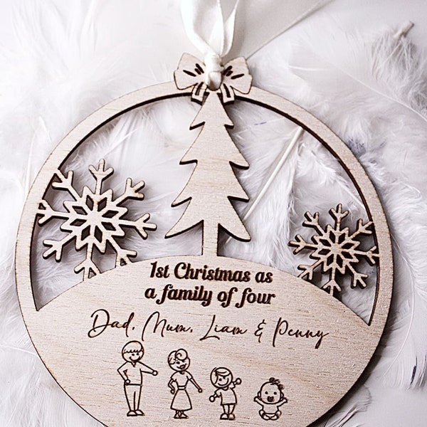 First Christmas as a Family of Three, Four, Five | Christmas 2023 | Baby First Christmas | New Parents Christmas Gift | Personalised Bauble