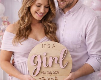 Gender Reveal Plaque | It's a Girl | It's a Boy | Gender Announcement Plaque |  Baby Announcement Sign | Birth Announcement | Boy or Girl |