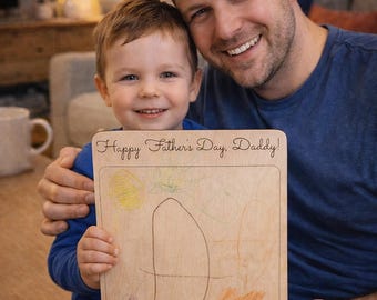 Children's Drawing Gift | Drawing for Dad | Drawing for Mum | Father's Day Plaque | Mother's Day Sign | Kids Art Keepsake | Nursery Wall Art