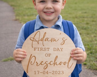 First Day of School | First Day Of Preschool | First Day Of Nursery | First Day Photo Prop | Wooden First Day Sign | Pre-School | Baby First