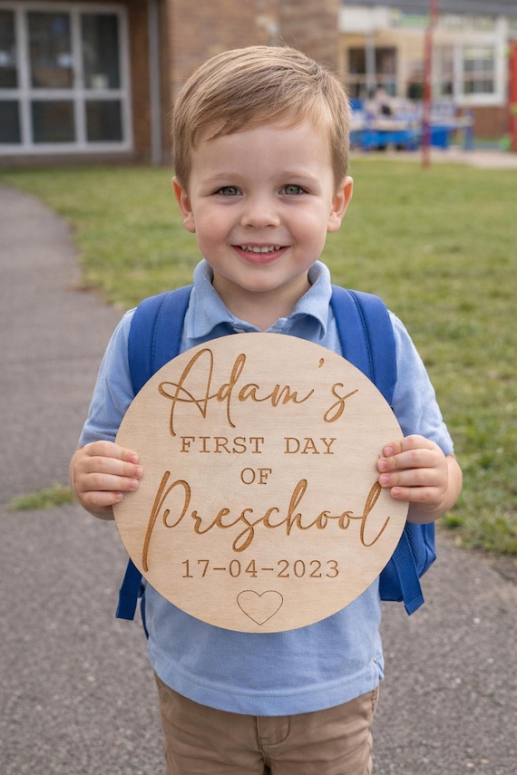 First Day of School | First Day Of Preschool | First Day Of Nursery | First Day Photo Prop | Wooden First Day Sign | Pre-School | Baby First
