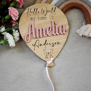 Baby Announcement Balloon Plaque
