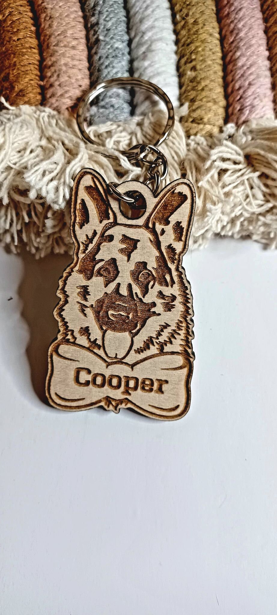 Portachiavi Con Pastore Tedesco NATSUNO, Acciaio Inox, 'Home Is Where The German Shepherd Is', Regalo Per Proprietari Di Cani - 3