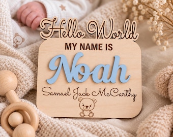 Baby Announcement Sign | Pregnancy announcement | Baby Arrival Sign | Baby Name Sign | Hello World My Name Is | Pregnancy Reveal | Baby Due