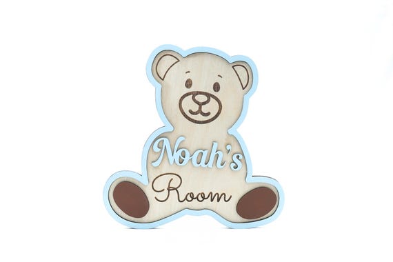 Personalised Teddy Bear Name Sign - Custom Baby Name Plaque, Nursery Wall Decor, Kids Bedroom Sign, Playroom Wall Art, Children's Wall Decor