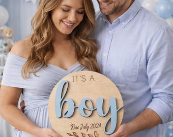 Gender Reveal Plaque | It's a Boy | It's a Girl | Gender Announcement Plaque |  Baby Announcement Sign | Birth Announcement | Boy or Girl |