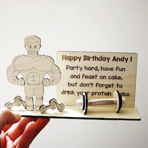 Gym Birthday Quote | Birthtday Wooden Card | Funny Personalised Gift | Funny Personalised Card | Gym Lover | Fitness Gift Ideas | Strongman