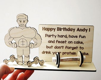 Gym Birthday Quote | Birthtday Wooden Card | Funny Personalised Gift | Funny Personalised Card | Gym Lover | Fitness Gift Ideas | Strongman