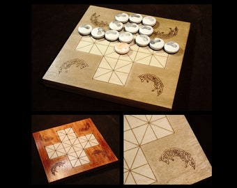 Fox and Geese - Hand Engraved Wooden Board Game