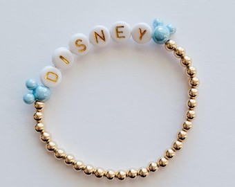 14k gold filled disney bracelet, mickey mouse inspired bracelet, matching mouse bracelet set for kids, custom gold beaded bracelet, jewelry