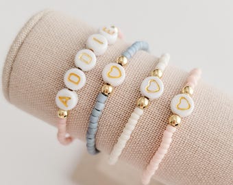 Pulsera personalizada con nombre y cuentas de semillas, pulsera con palabras, pulsera de cuentas personalizada, pulsera con nombre para niños, pulsera para mujer, regalo personalizado para ella