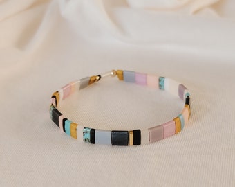 Tila Bracelet, Flat Bead Bracelet, Women's Jewelry, Teen Jewelry, Stretchy Bracelet, Tila Beads, Multi-colored