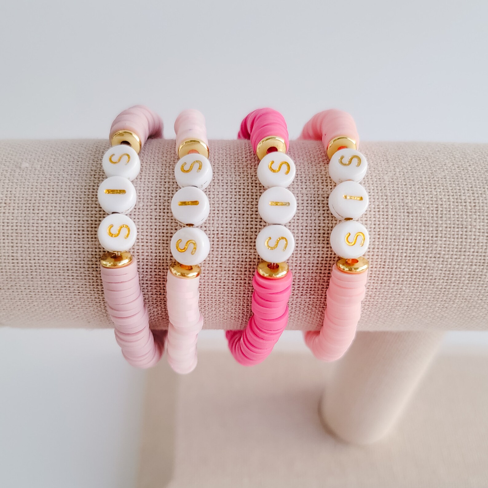 Sister Bracelet, Clay Flat Bead Bracelet, Heishi Beads, Flat Bead ...
