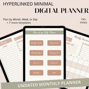 Digitaler Planer, Minimal Undatierter Planer, Täglicher, Monatlicher, Jahresplaner, iPad Planer, Android Planner, Lebensplaner