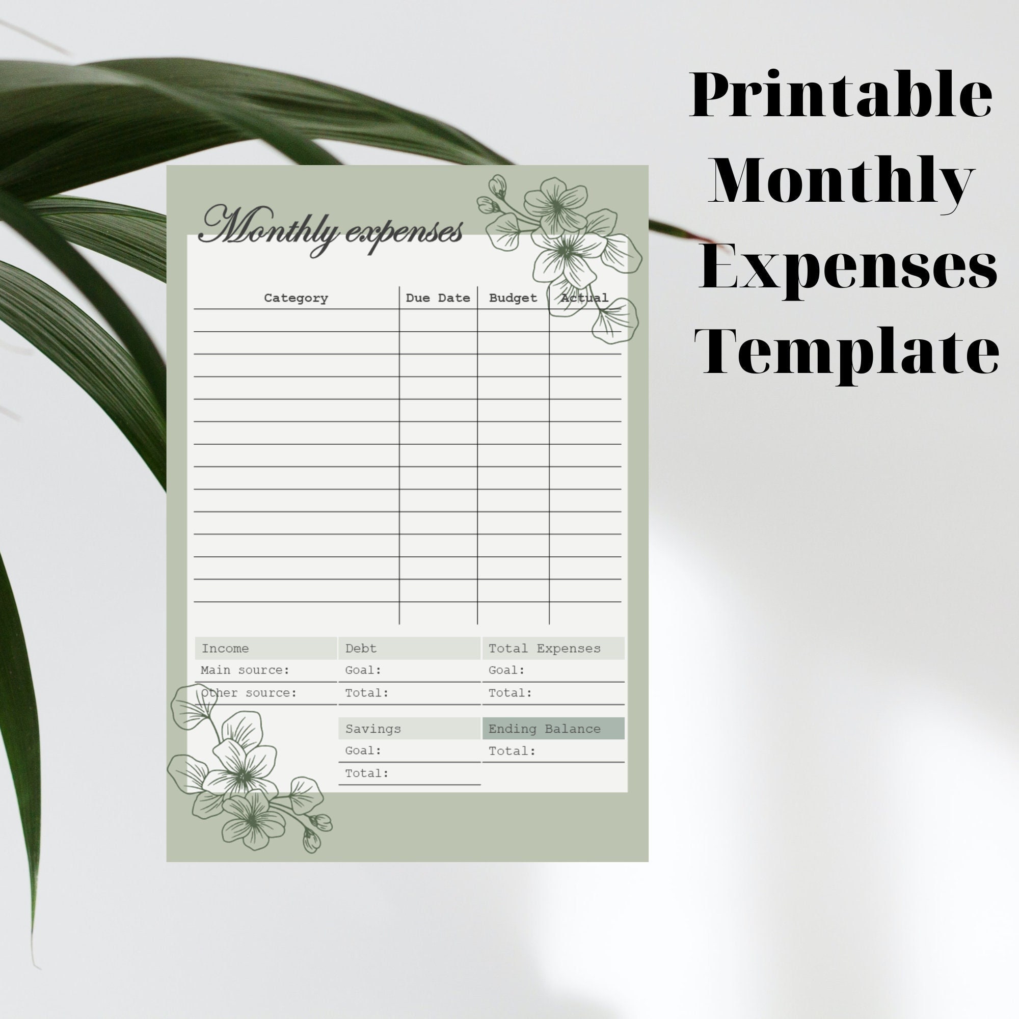 Monthly Expenses Template Printable A4 File and Digital - Etsy