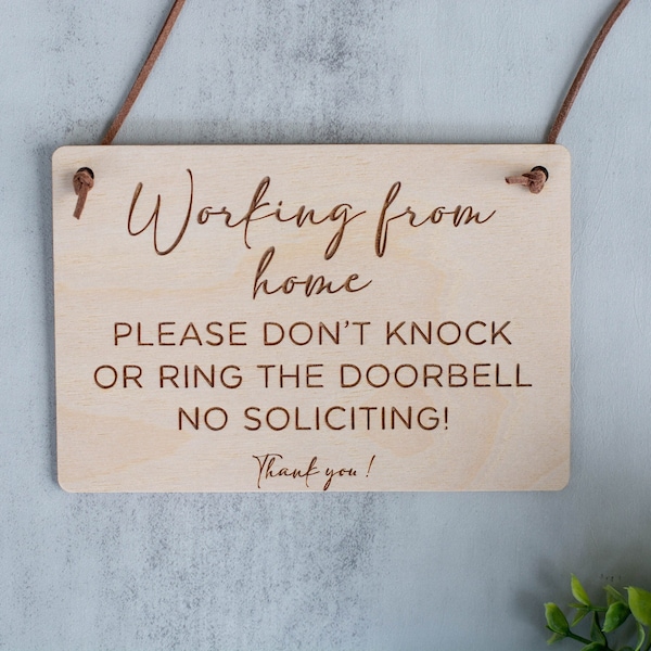 Working from Home Sign, Please Don't Knock Sign, Don't Ring the Doorbell, WFH Front Door Sign, No Soliciting Sign for Remote Worker