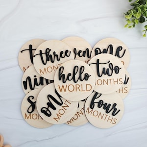 Cartes jalons bébé pour photos de bébé | Marqueurs d'étapes mensuelles | Hôpital Hello World | Nouveau cadeau pour bébé | Faire-part de bébé