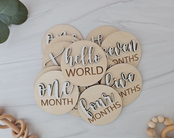 Wooden Monthly Milestone Discs, Baby Milestones Cards, Baby Month Markers, Baby Shower Gift for New Parents, Monthly Sign Baby