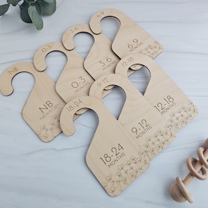 Nursery Closet Dividers, Baby Clothes Dividers, Nursery Organizing, Wooden Baby Gifts, Floral Closet Dividers, Baby Shower Gift Ideas
