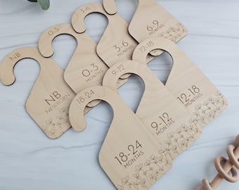 Floral Nursery Closet Dividers: Wooden Baby Clothes Organizer