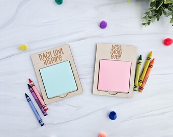 Engraved Wood Teacher Post-it Holder – Desk Organizer Gift