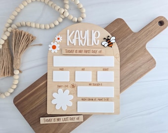 Personalized First Day Last Day School Sign | Reusable Dry Erase Board, Baltic Birch Wood
