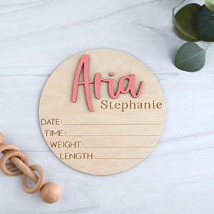 Baby Announcement Plaque for Hospital | Wooden Name Reveal Plate | Newborn Photo Prop with Birth Stats | Baby Hospital Sign | Footprint Sign image 7